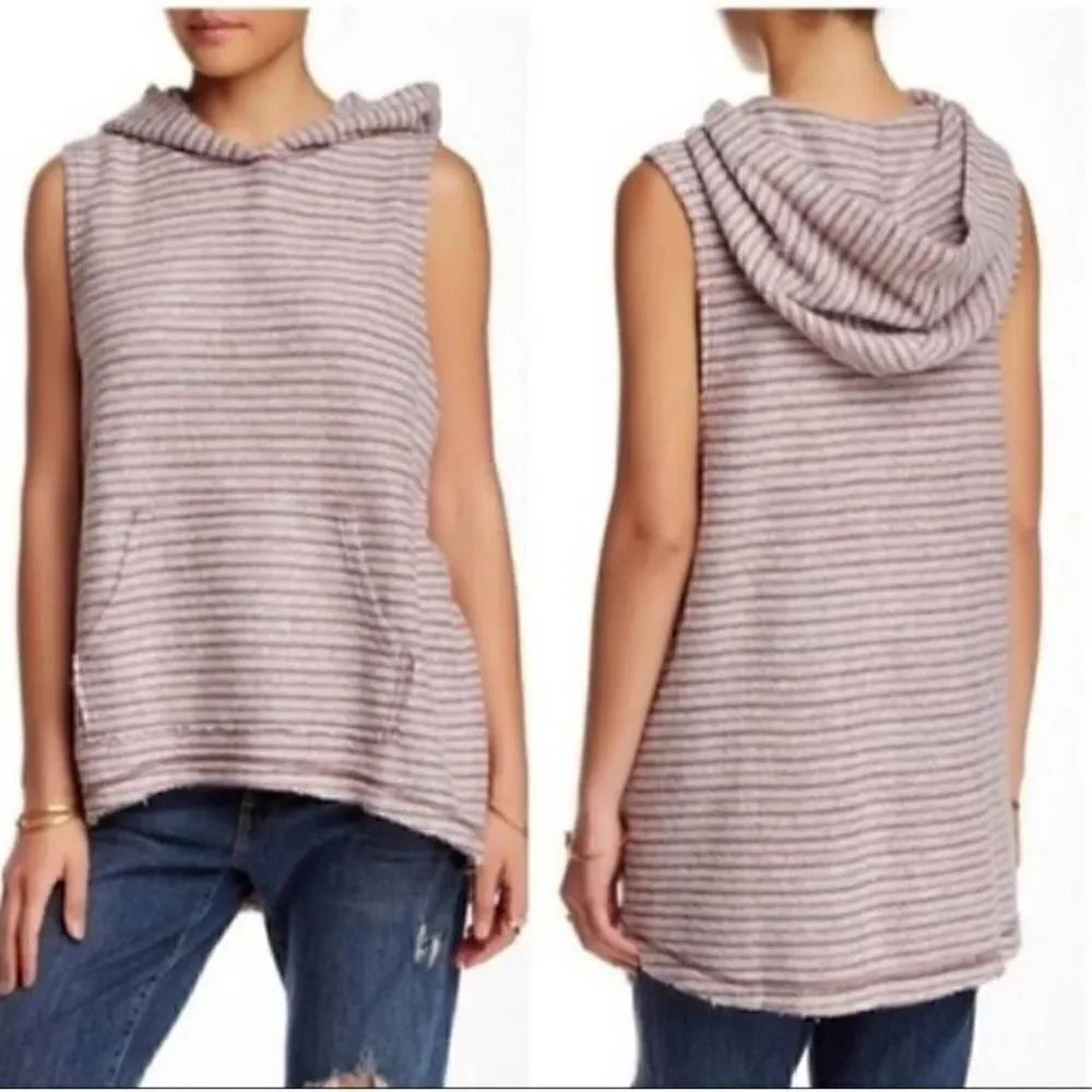 Free People Sleeveless French Terry Hooded Sweater